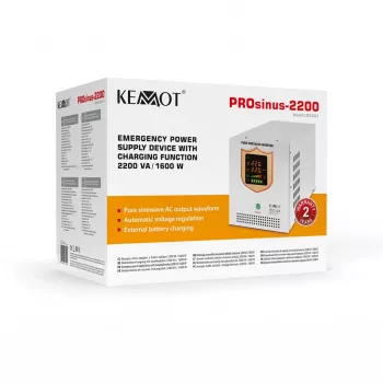 KEMOT PROsinus-2200 Pure Sine Wave Inverter with 12V Charging Function, 230V, 2200VA/1600W