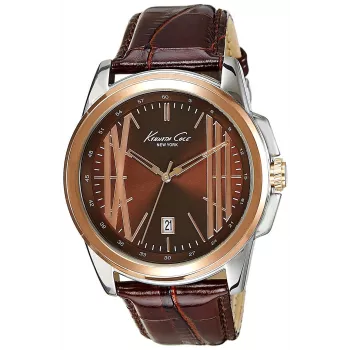 KENNETH COLE Men's Automatic Skeleton Watch IKC8096 - 44mm Stainless Steel Case, Black Leather Band