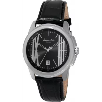 KENNETH COLE Men's Watch IKC8095 44mm Stainless Steel Quartz Analog Black Dial Silver Bracelet