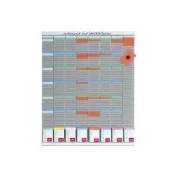 Kensington Nobo T-Card Planning Weekly Planner, 8 Columns, 54 Slots, Metal Board, Grey, Wall-Mountable, Includes 100 T-Cards and 10 Title Strips 2910800