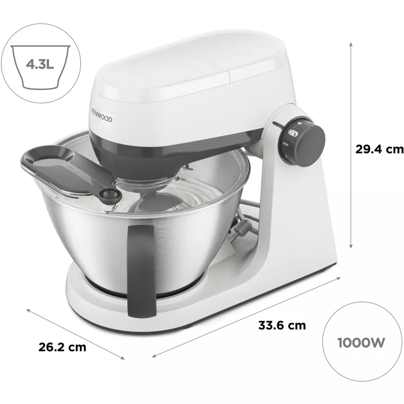 KENWOOD Multi-Tasker KHC30.000WH Kitchen Machine (Grey/White, 1000 W, 4.3 L Bowl)
