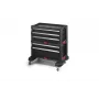 KETER Modular Rolling Tool Chest Set with 5 Drawers, Removable Toolbox and Storage Bin, Black and Red