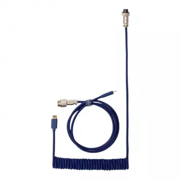 Keychron Coiled Aviator Blue Cable USB-C to USB-A with GX16 4-Pin Detachable Connector, 200 cm