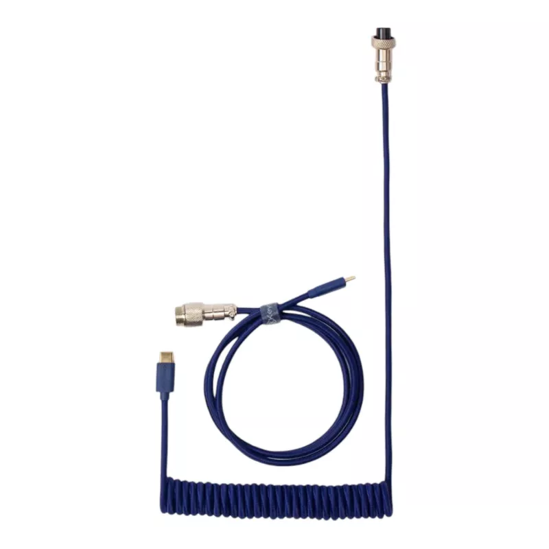 Keychron Coiled Aviator Blue Cable USB-C to USB-A with GX16 4-Pin Detachable Connector, 200 cm