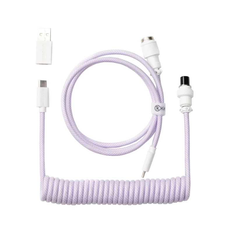 Keychron Coiled Aviator Cable USB-C to USB-A - Light Purple/Straight