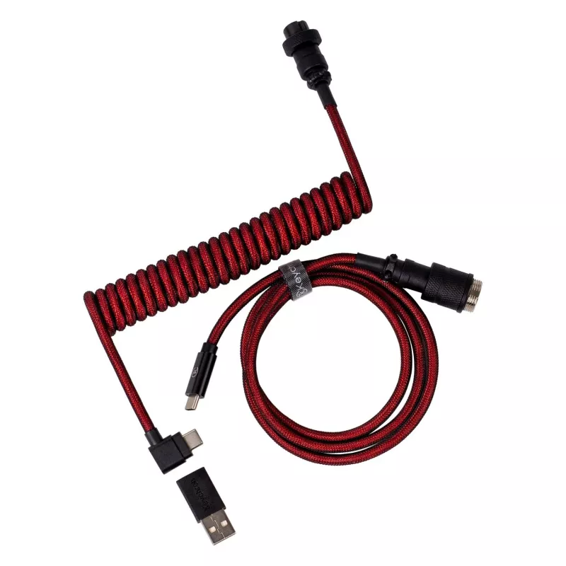 Keychron Coiled Aviator Cable - Red (USB-A to USB-C, 2m, Detachable GX12)