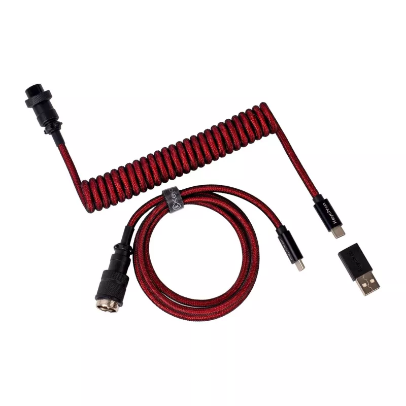 Keychron Coiled Aviator Cable - Red (USB-A to USB-C, 2m, Detachable GX12)