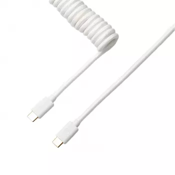 Keychron Coiled Aviator White Cable - USB-C to USB-A, GX16 4-Pin, Double-Sleeved