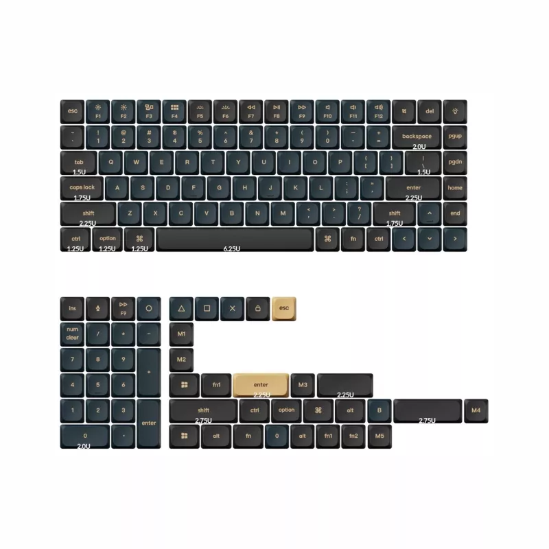 Keychron PBT LSA Knight Keycap Set V2 - Low Profile, 137 Keys, PBT, Dye-Sub, Dark Grey/Black