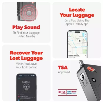 KEYSMART SmartLock TSA Approved Find My Lock Black