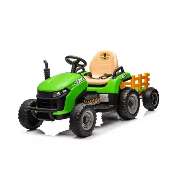 Kids Electric Tractor with Trailer Hatis Green/Yellow