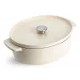 KitchenAid Cast Iron Casserole Dish with Lid 30 cm, Oval, Almond Cream