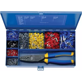 Klauke SK47B Crimping Tool Set with Cable Cutter, Insulated Terminals, Ratchet Mechanism, Blue/Yellow