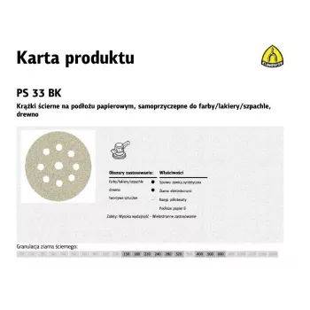 KLINGSPOR SELF-ADHESIVE ABRASIVE DISC 225mm PS33BK Grit P180 GLS38 / 50pcs