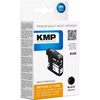 KMP B60B Black Ink Cartridge for Brother LC-123BK (14.1 ml, Compatible) 1525,4001