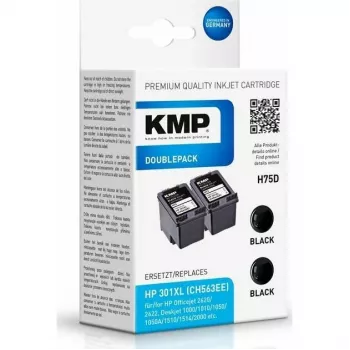 KMP DOUBLEPACK H75D - 2-Pack - 8 ml - XL - Black - Compatible Ink Cartridge (Alternative to HP 301XL, HP CH563EE) for HP DeskJet 1000, 1010, 1050 AiO, 1050A AiO, 1510 AiO, 2000, 2050 AiO, 2050A AiO, 2510 AiO, 2540 AiO, 3000, 3050 AiO, 3050A eAiO