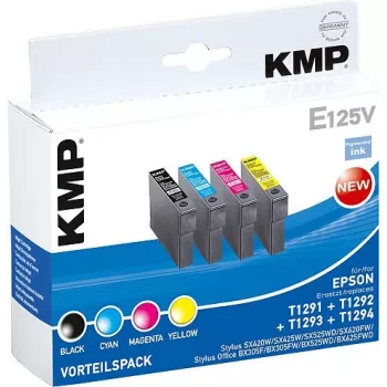 KMP E125V Compatible Ink Cartridge 3-Pack – Cyan, Magenta, Yellow for Epson Stylus SX230, SX235, SX430, SX438, WorkForce WF-3520, WF-3530, WF-3540, WF-7015, WF-7515, WF-7525 1617,4050