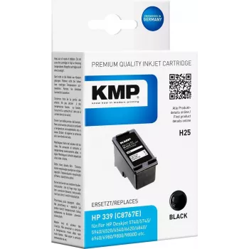 KMP H25 High Capacity Black Ink Cartridge (21 ml) Compatible with HP 339 (C8767EE) for HP Deskjet 5740, 6540, Officejet 72XX, 73XX, 74XX, Photosmart 25XX, 26XX, 27XX, 8050, 8450