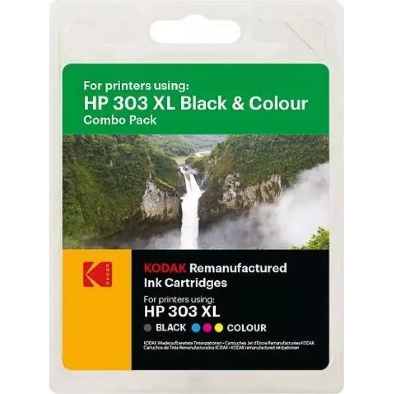 KODAK HP 303XL Twin Pack Ink Cartridge (Black + Tri-Colour) for HP ENVY Photo & Tango Series 185H030317