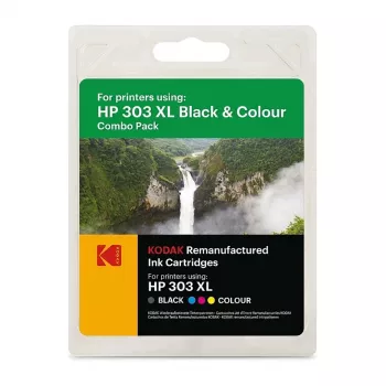 KODAK HP 303XL Twin Pack Ink Cartridge (Black + Tri-Colour) for HP ENVY Photo & Tango Series 185H030317