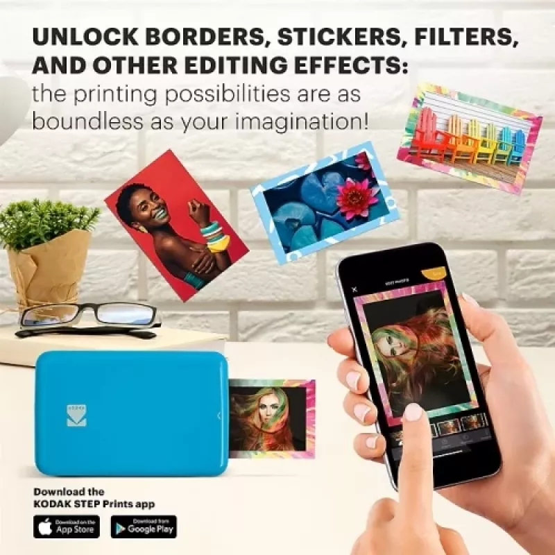 KODAK STEP Instant Mobile Photo Printer - Colour ZINK 2x3 inch - 1 ppm - Bluetooth - Blue