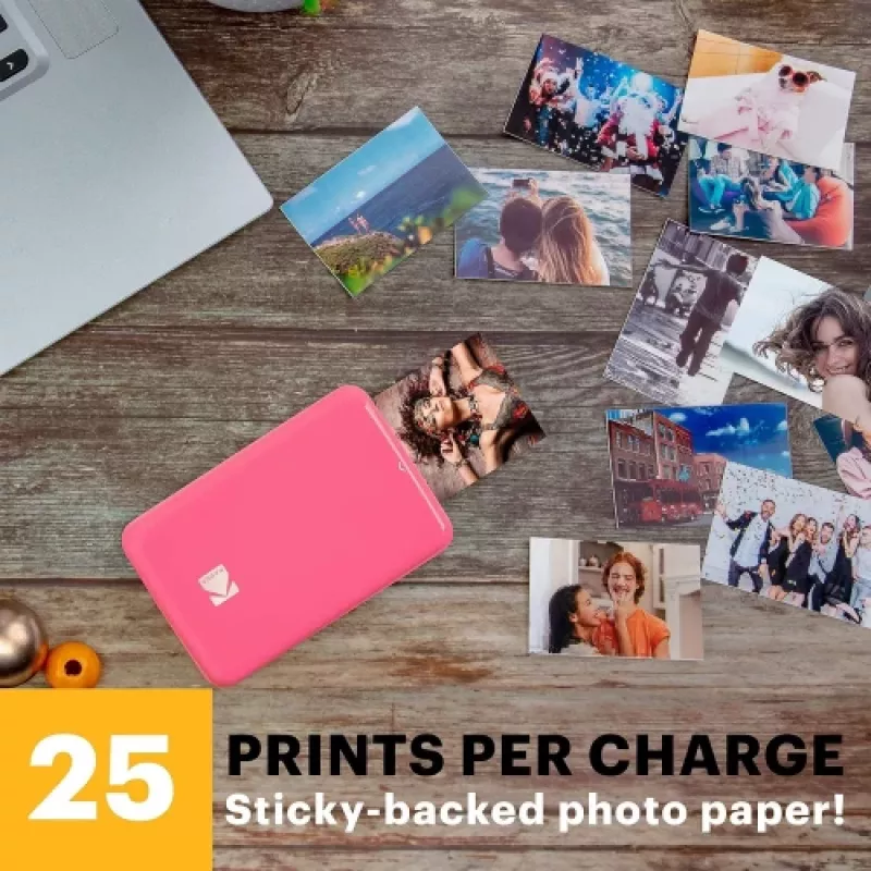 KODAK STEP Instant Mobile Photo Printer - ZINK 2x3 inch - 1 ppm - Bluetooth - Pink