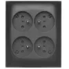 KONTAK-SIMON Aquaclick Surface-Mounted Socket Outlet 4x Type E IP20 Black ACGZN4/49