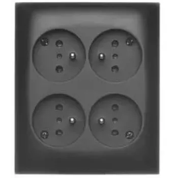 KONTAK-SIMON Aquaclick Surface-Mounted Socket Outlet 4x Type E IP20 Black ACGZN4/49