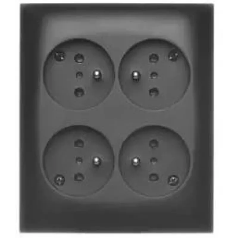 KONTAK-SIMON Aquaclick Surface-Mounted Socket Outlet 4x Type E IP20 Black ACGZN4/49