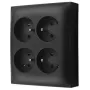 KONTAK-SIMON Aquaclick Surface-Mounted Socket Outlet 4x Type E IP20 Black ACGZN4/49