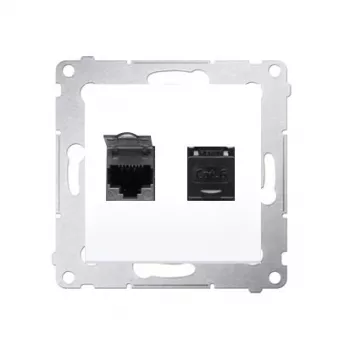 KONTAK-SIMON D62.01/11 2-Port Cat.6 UTP Computer Socket with Dust Covers, White