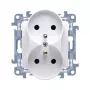 KONTAK-SIMON Kontakt Simon 10 Double White Socket Outlet with Earth, Screw Terminals, 16A 250V, Type E, Flush-Mount