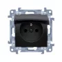 KONTAK-SIMON Simon 10 Matt Black 1-Gang Schuko Socket with Shutters and Flap IP44 Spring Clamps 16A