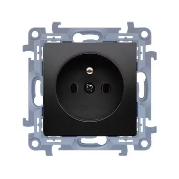 KONTAK-SIMON Simon 10 Single Socket Outlet with Earth, Quick Connect, 16A 250V, Matt Black