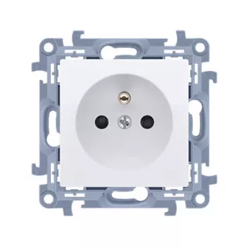 KONTAK-SIMON Simon 10 White Single Socket Outlet with Earth and Shutters, Quick Connect, 16A 250V