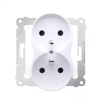 KONTAK-SIMON Simon 54 Double Power Socket White 16A 250V with Shutters Screw Terminals