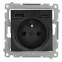 KONTAK-SIMON SIMON 54 Module Black Matt – 1x Schuko Socket 16A 250V + 2x USB (Type A & C) 2.1A Screw Terminals