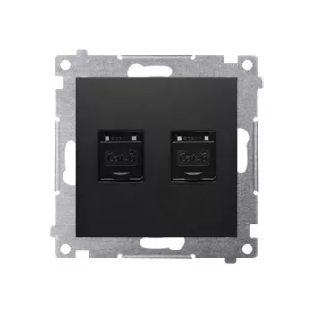 KONTAK-SIMON Simon 54 Premium Cat.6 UTP Dual RJ45 Data Module, Black Matt, with Dust Covers