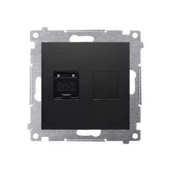 KONTAK-SIMON Simon 54 Premium Cat.6 UTP RJ45 Data Socket Module, Black Matte, with Dust Cover