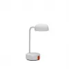 KOODUU FOKUS Rechargeable Portable LED Table Lamp - White Diffuser, Silver Base, Dimmable, USB-C, 2700K Warm White