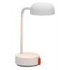 KOODUU FOKUS Rechargeable Portable LED Table Lamp - White Diffuser, Silver Base, Dimmable, USB-C, 2700K Warm White