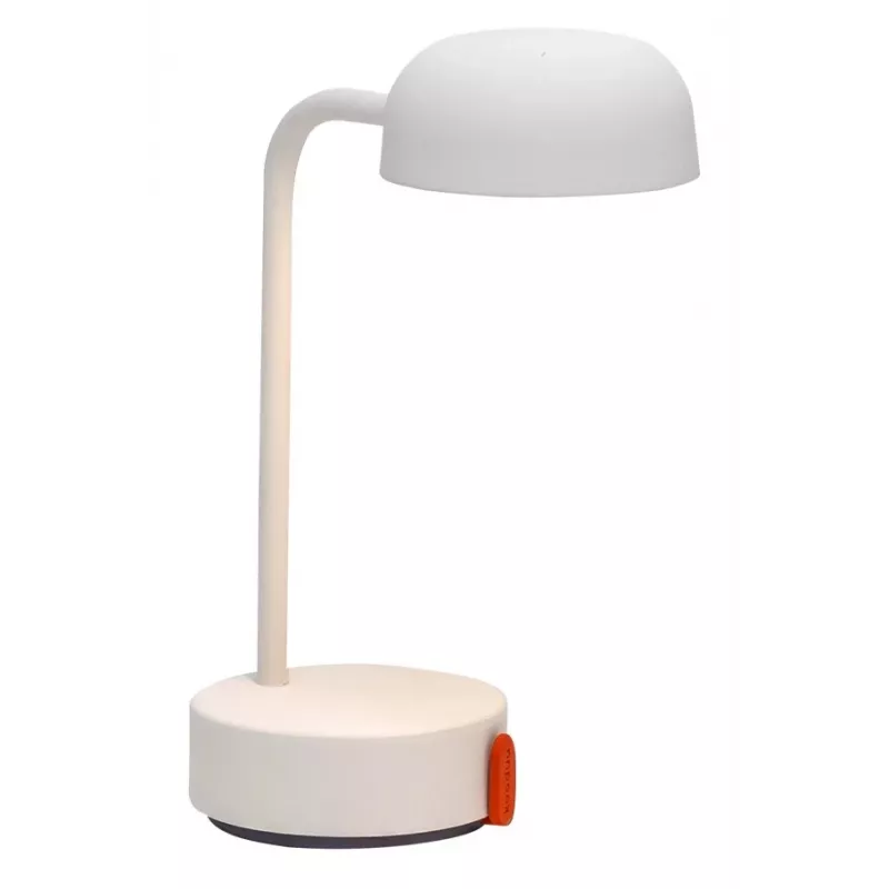 KOODUU FOKUS Rechargeable Portable LED Table Lamp - White Diffuser, Silver Base, Dimmable, USB-C, 2700K Warm White