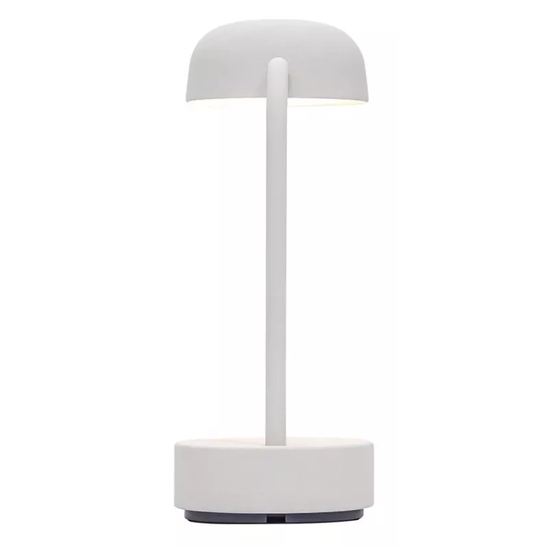 KOODUU FOKUS Rechargeable Portable LED Table Lamp - White Diffuser, Silver Base, Dimmable, USB-C, 2700K Warm White