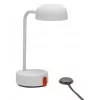 KOODUU FOKUS Rechargeable Portable LED Table Lamp - White Diffuser, Silver Base, Dimmable, USB-C, 2700K Warm White