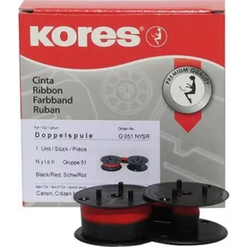 Kores G051NYSR Size 51 Nylon Calculator Ribbon, Black/Red, 13 mm x 4 m