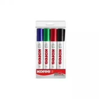 Kores K MARKER Whiteboard & Flipchart Marker Set, Chisel Tip 3-5 mm, Assorted Colours, 4-Pack M20845
