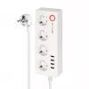Kruger&Matz Connect P6 Smart Power Strip with 4 Schuko Outlets and 4 USB Ports, Tuya Wi-Fi, White