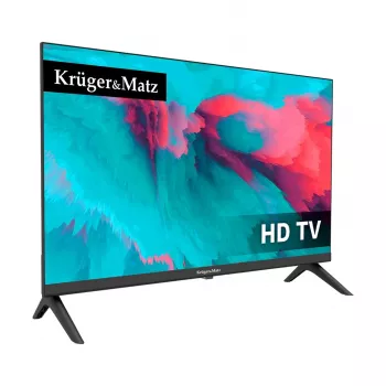KRUGER & MATZ KM0224-T1 24 inch HD Ready LED TV with DVB-T2 H.265/HEVC, 12V Car Adapter, 2x HDMI, USB PVR, Hotel Mode
