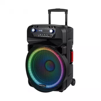 KRUGER & MATZ KM1718 60W Portable Active PA Speaker System with Dual UHF Wireless Microphones, Bluetooth, USB, SD, FM, LED Effects