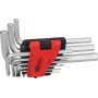 KS TOOLS 151.4540 Imperial Hex Key Set, 9-Piece, 1/16 inch-3/8 inch, Folding Holder, Chrome Vanadium, Matt Chrome-Plated